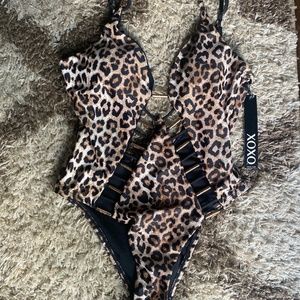 XOXO Leopard & Gold Cut Out Swim